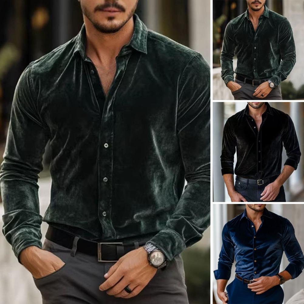 Men Velvet Shirt Men's Velvet  - đánh giá và giá Men Formal Party Wear Shirt