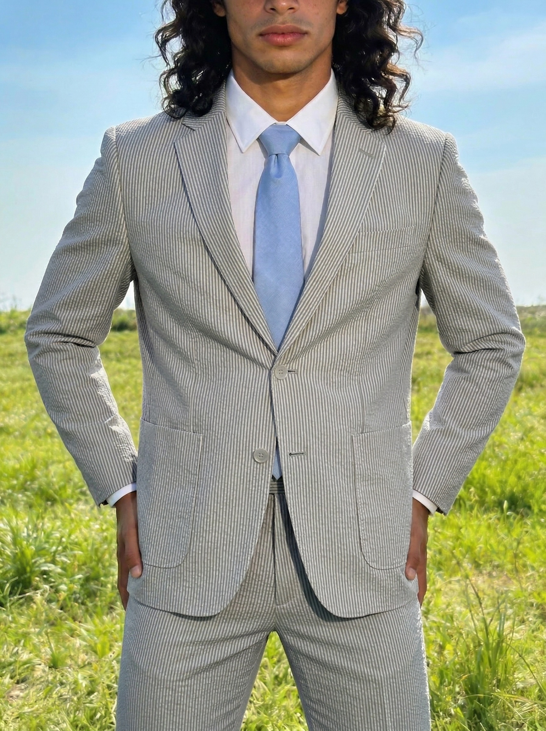 Classic Summer Striped Seersuc - đánh giá và giá Men Formal Wear Summer
