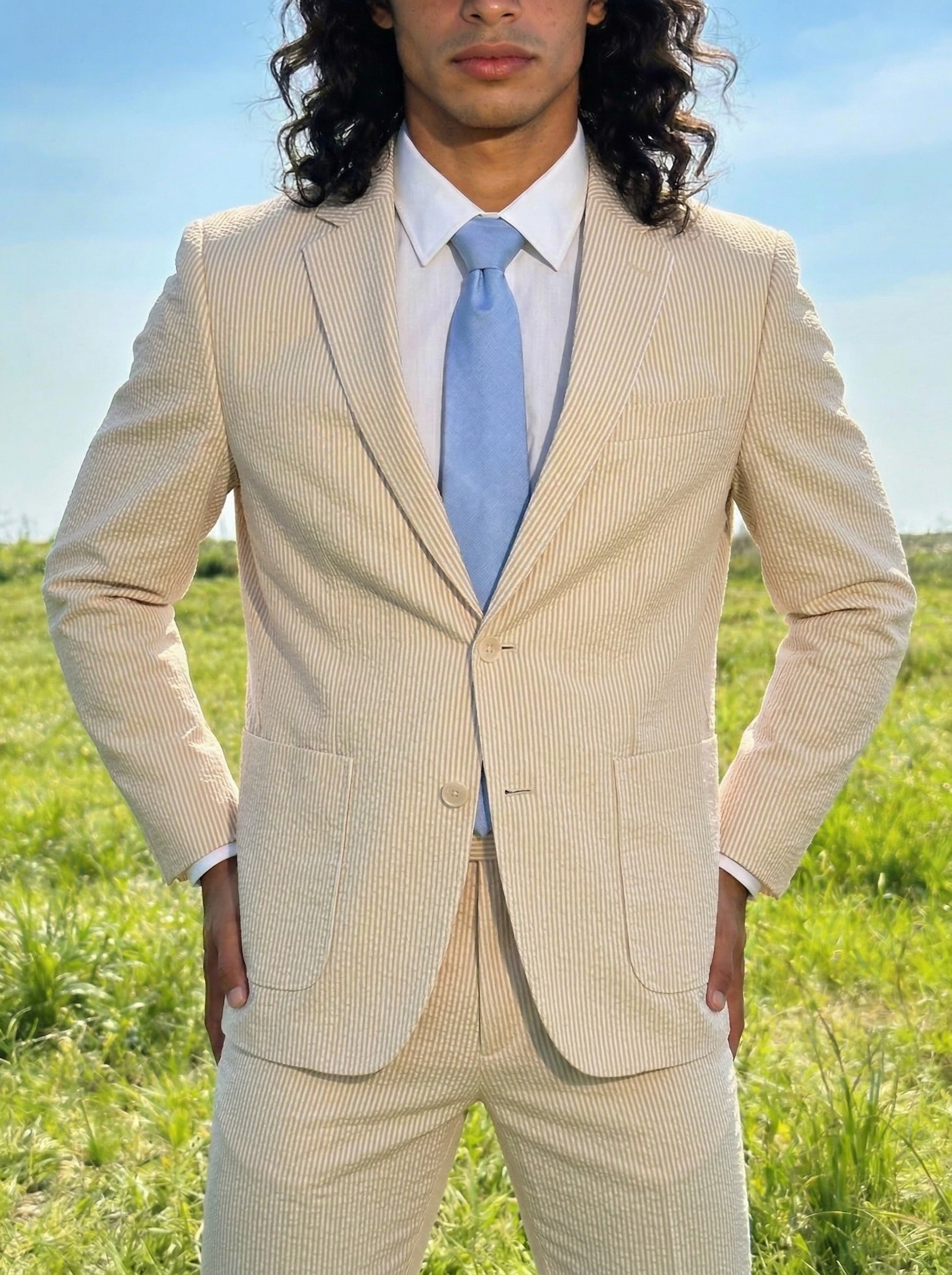 Classic Summer Striped Seersuc - đánh giá và giá Men Formal Wear Summer