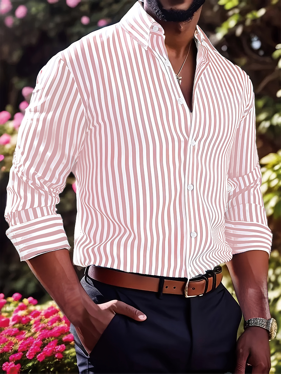 Men's long sleeved striped shi - đánh giá và giá Men Formal Party Wear Shirt