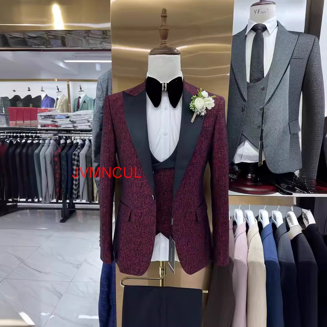 Men's Jacquard 3 Piece Suit Sl - đánh giá và giá Men'S Formal Wear For Reception