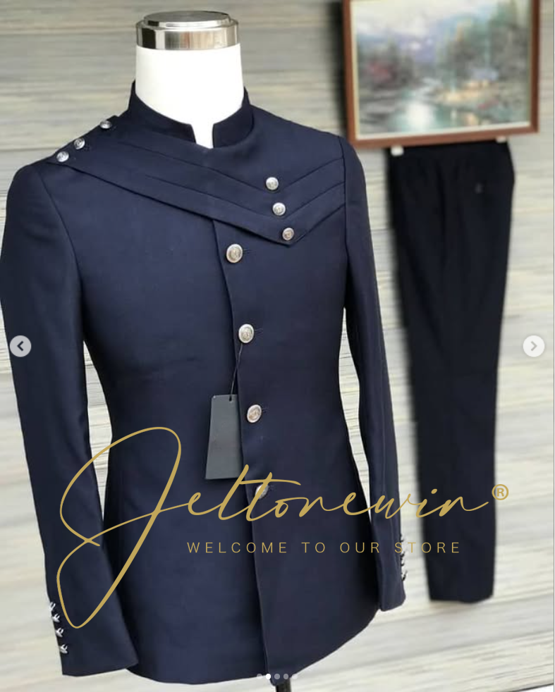 Men's Navy Blue Suit Set with  - đánh giá và giá Men Formal Wear Design
