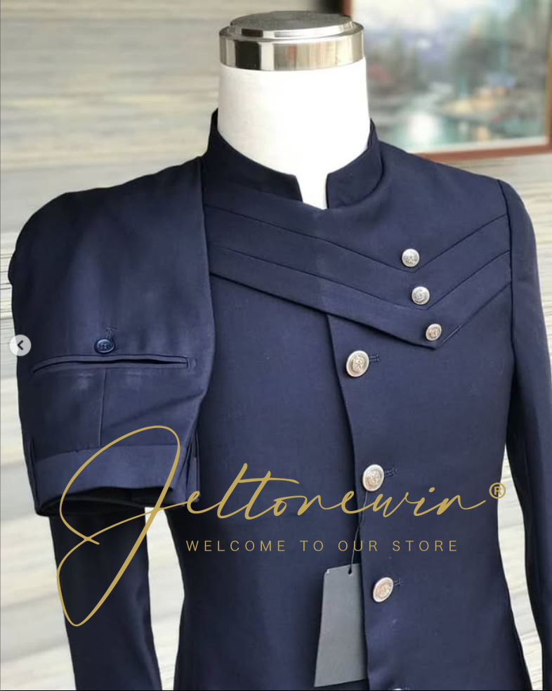 Men's Navy Blue Suit Set with  - đánh giá và giá Men Formal Wear Design
