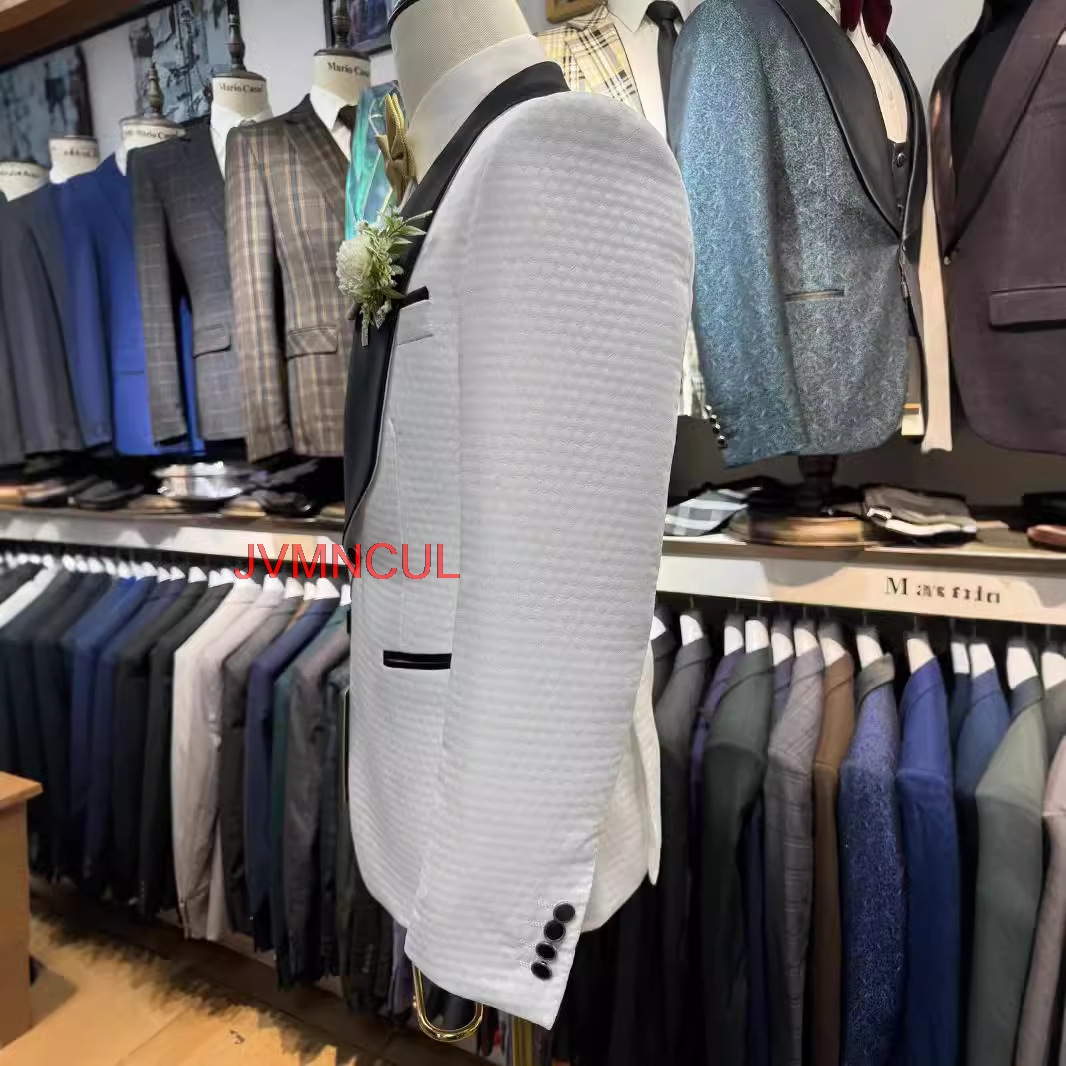 2026 Men's White Jacquard 3 Pi - đánh giá và giá Men'S Formal Wear For Reception