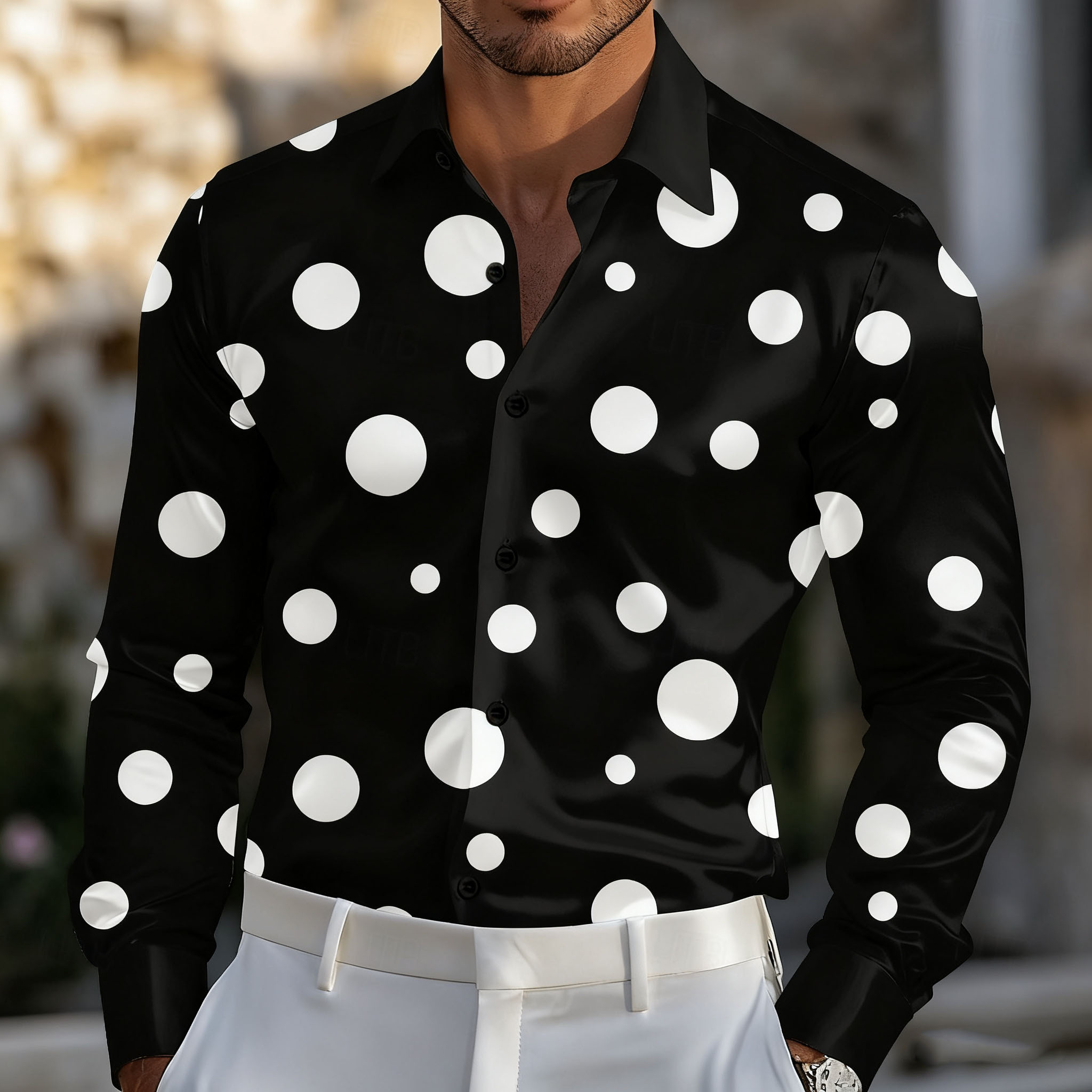 Men's Geometric Polka Dot Shir - đánh giá và giá Men Formal Party Wear Shirt