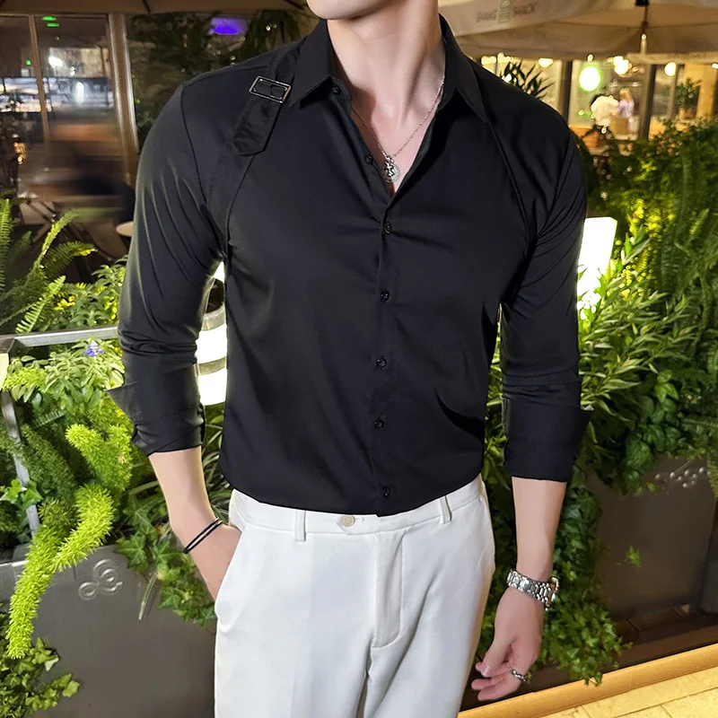 Men Dress Shirt Belt Design Lo - đánh giá và giá Men Formal Party Wear Shirt