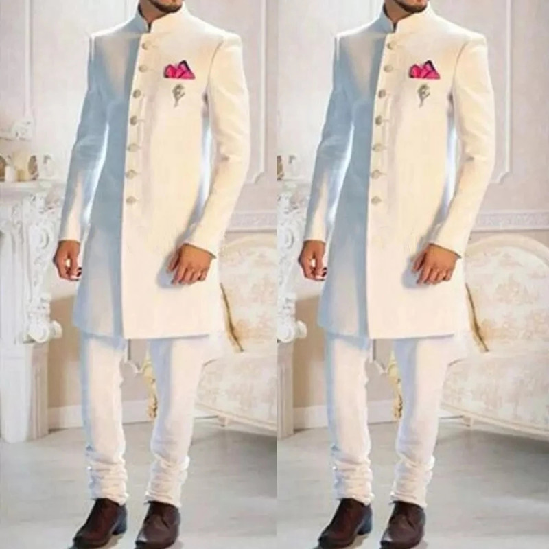 Fashion Design White Stand Col - đánh giá và giá Men'S Formal Ethnic Wear