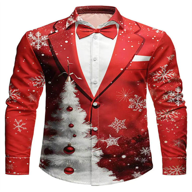 2025 Men's Christmas Snowflake - đánh giá và giá Men Formal Party Wear Shirt