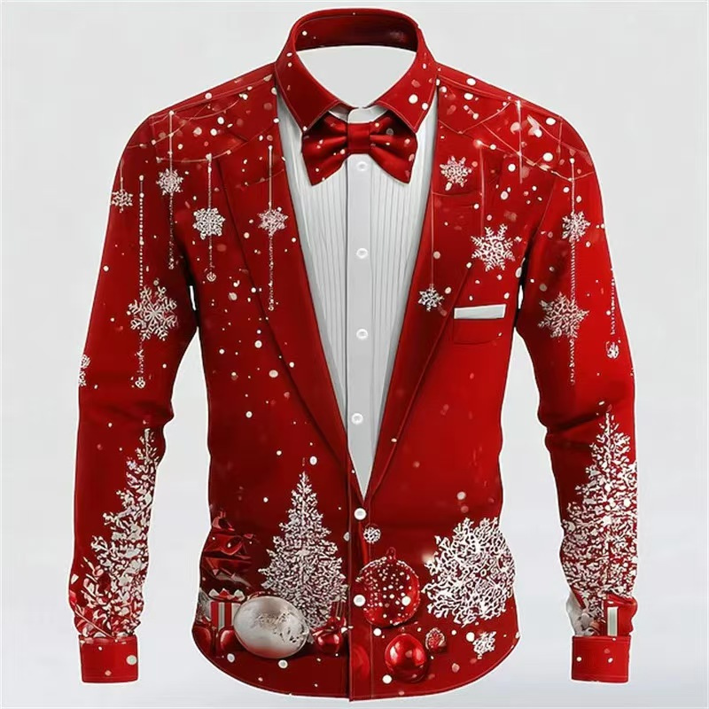 2025 Men's Christmas Snowflake - đánh giá và giá Men Formal Party Wear Shirt